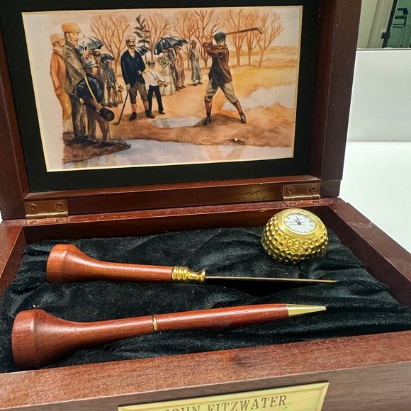 Wooden Golf Desk Set with Brass Accents - Picture 2 of 5